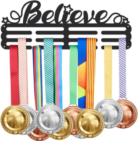 Allecto Plus - Medaillehanger Voor Hardlopers - Metaal - Aan De Muur Display Voor Meer Dan 40 Medailles Cadeauidee Flip Zakje Sportmedaillehouder