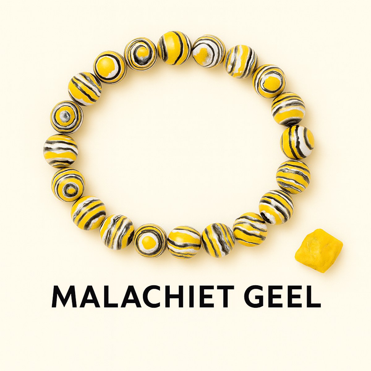 S4H Gele Malachiet Look Armband – 8 mm – Energie & Bescherming – 18 cm