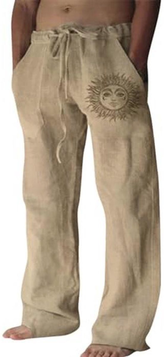 Linnen broek voor heren - lichtgewicht zomerbroek met zakken en elastische tailleband