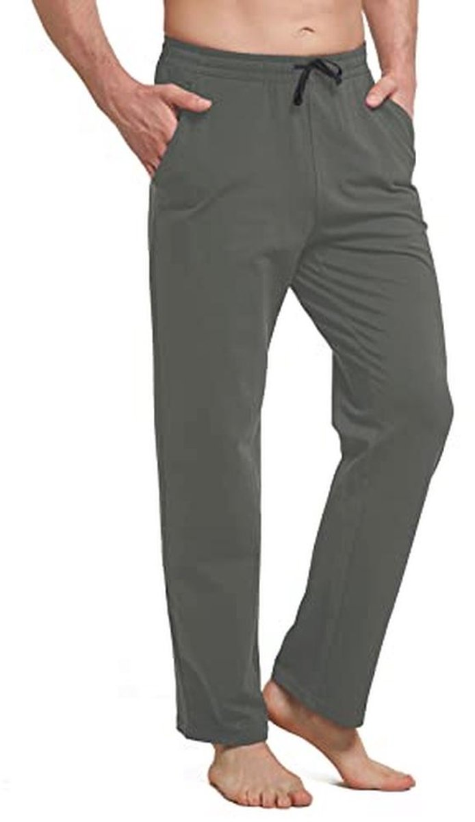 Heren brede joggingbroek - Katoenen vrijetijdsbroek met rechte pijpen en zakken voor training en yoga