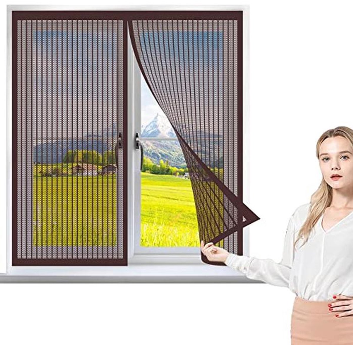 Magnetisch Vliegenraam 115 x 105 cm met Sterk Vlieggaas voor Raam – Transparant en Eenvoudig te Installeren