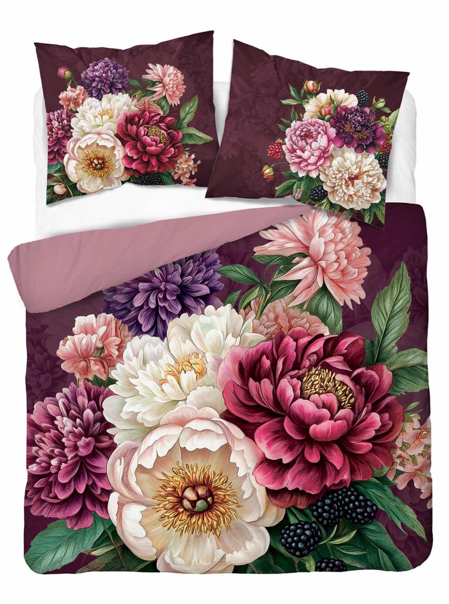 Bloemen Pioenrozen Dekbedovertrek 220x200cm Katoen Duurzaam 2in1