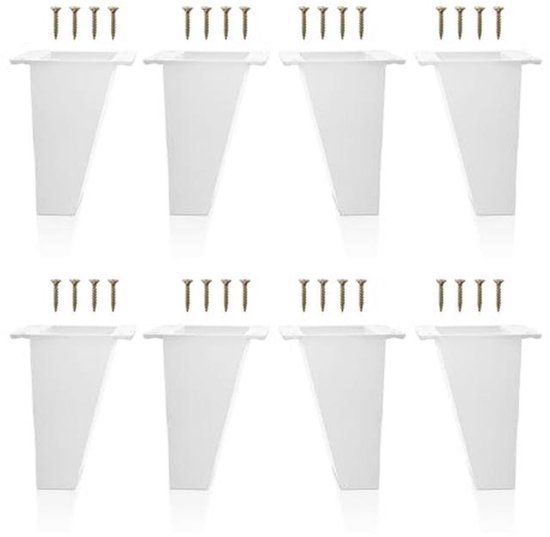 Kukicu Meubelpoten wit - poten voor meubels schuin - set van 4 - hoogte: 120mm - materiaal: ABS kunststof - Scandinavisch design - schroeven inbegrepen (8 stuks
