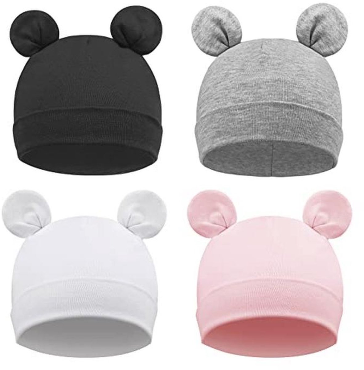 Baby Beanie 4-pack - Zachte Gebreide Mutsen voor Pasgeborenen en Peuters