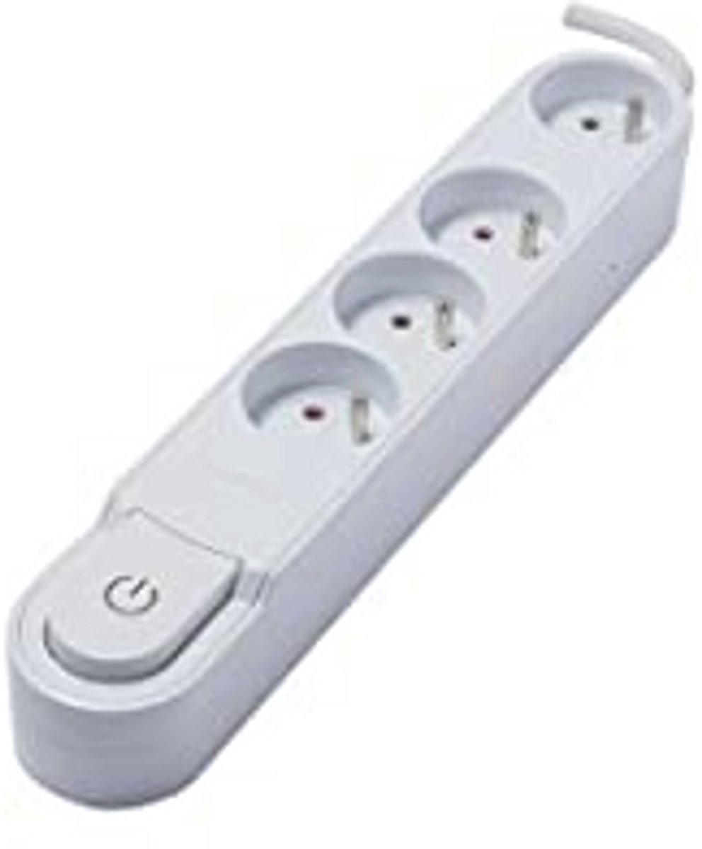 Witte design multistekkerdoos met schakelaar 4x16A - 1,5m