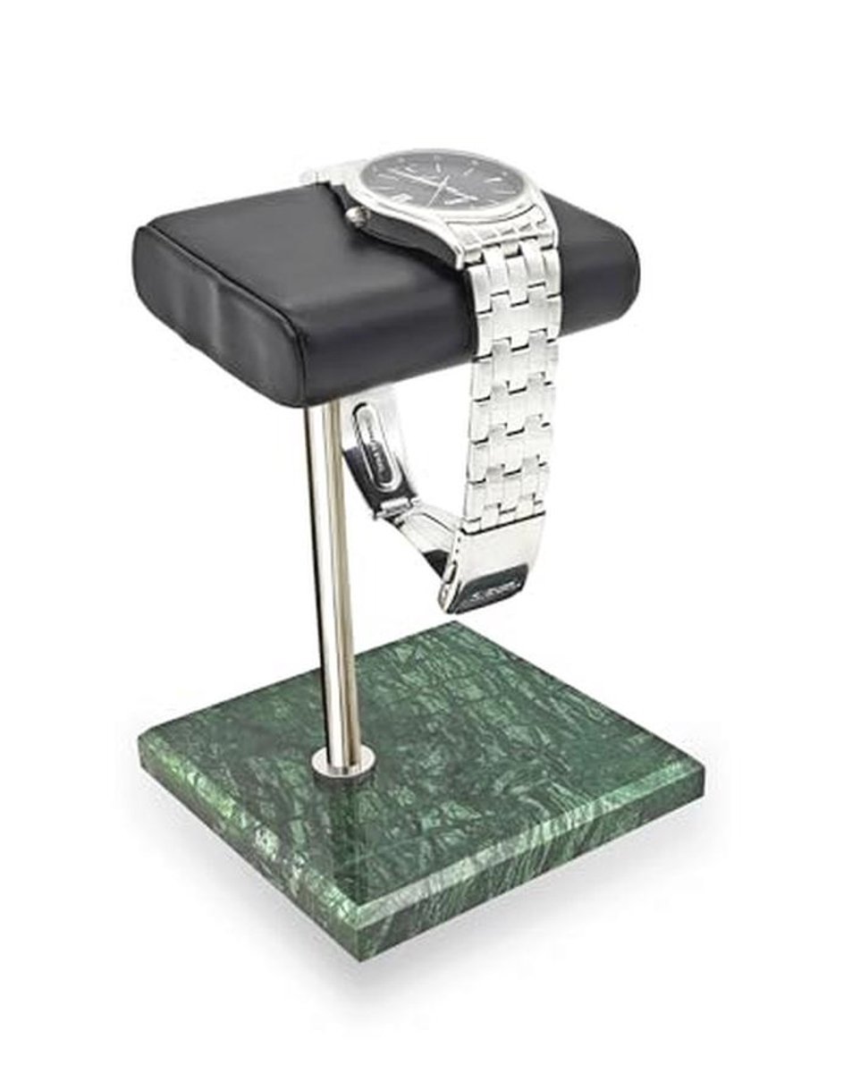 Enkele Horlogehouder met Marmeren Basis en Kunstleer Tray voor Horloges en Sieraden Organizer