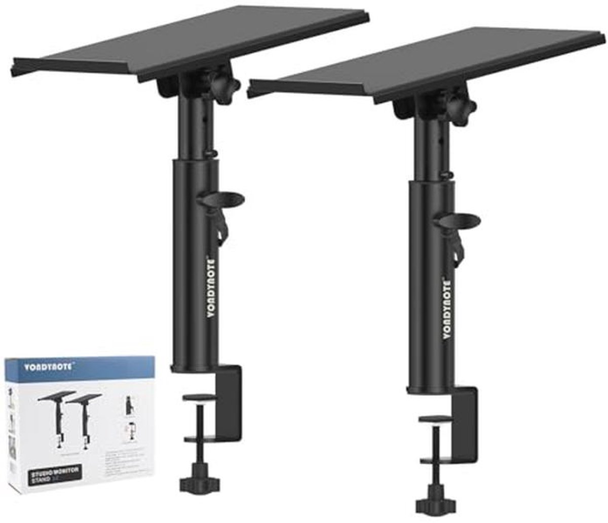 Heavy Duty Desk Clamp Speaker Stands with Adjustable Tilt - Pair of Studio Monitor Stands