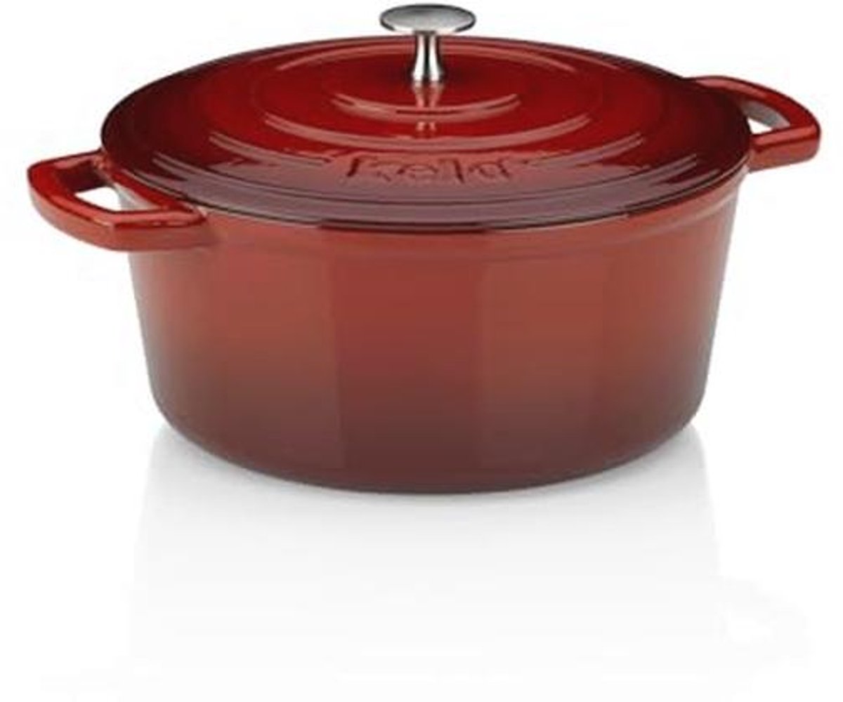 Gietijzeren Braadpan met Deksel - Geschikt voor Inductie, 5L, Rood