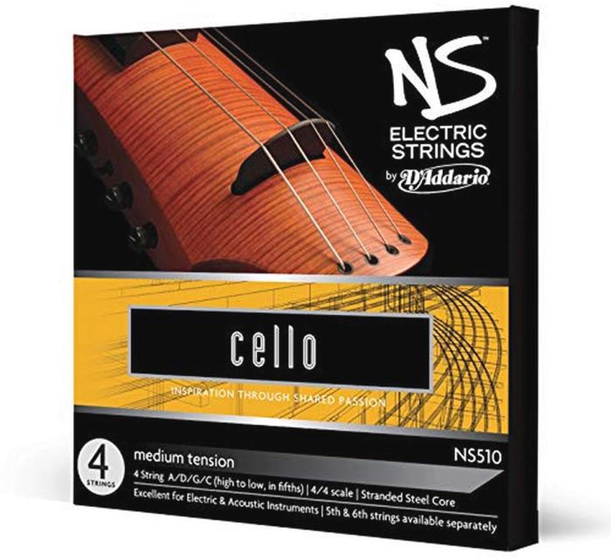 Elektrische Cello Snarenset - Meervoudig Gedraaide Stalen Kern - Medium