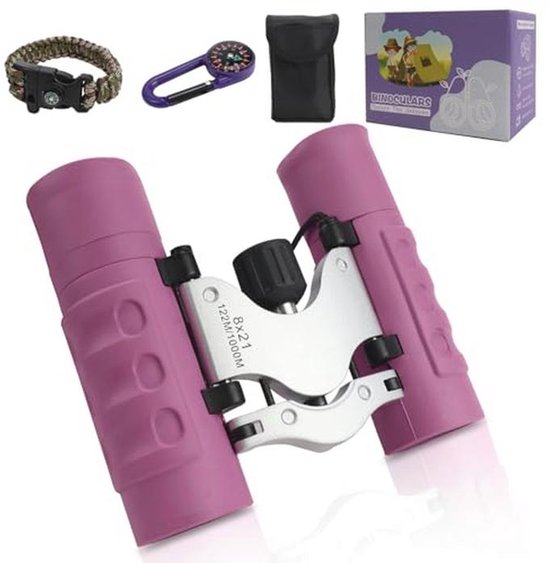 Kinderverrekijker 8x Vergroting – 7,13° Gezichtsveld, FMC-prismacoating, Rubberen Oogkappen, Anti-slip Grip – Ideaal Voor Jongens En Meisjes Van 3-12 Jaar, Cadeau
