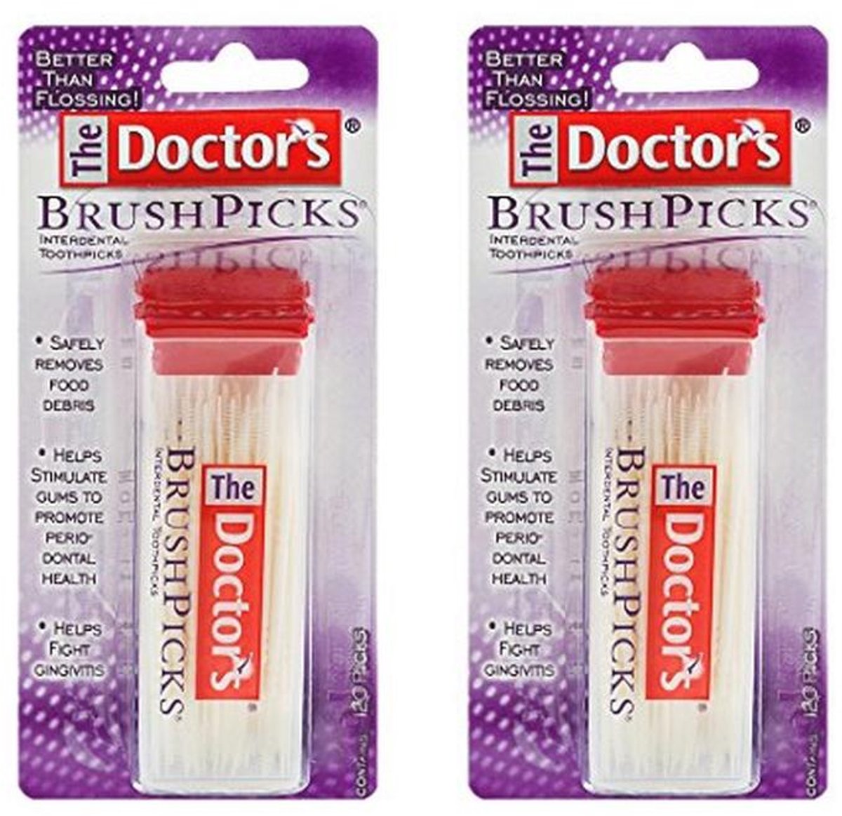 The Doctor's BrushPicks Interdentale tandenstokers, 120 stuks per verpakking, 2 stuks