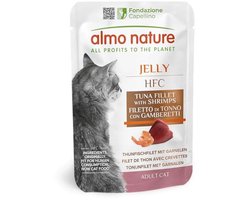 Natte Kattenvoeding in Jelly - Tonijn en Garnalen - Glutenvrij - 55g, Pak van 24