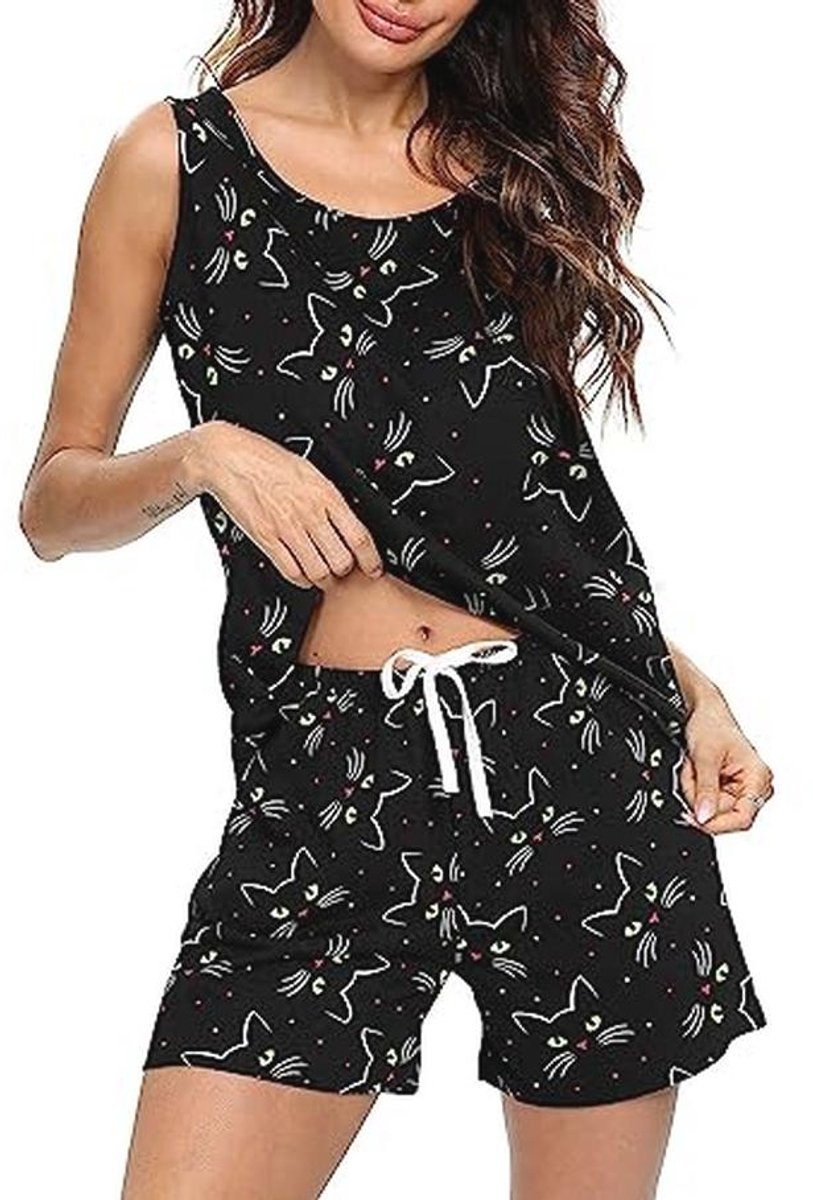 Zomer Pyjama Set voor Dames - Mouwloze Top en Korte Broek