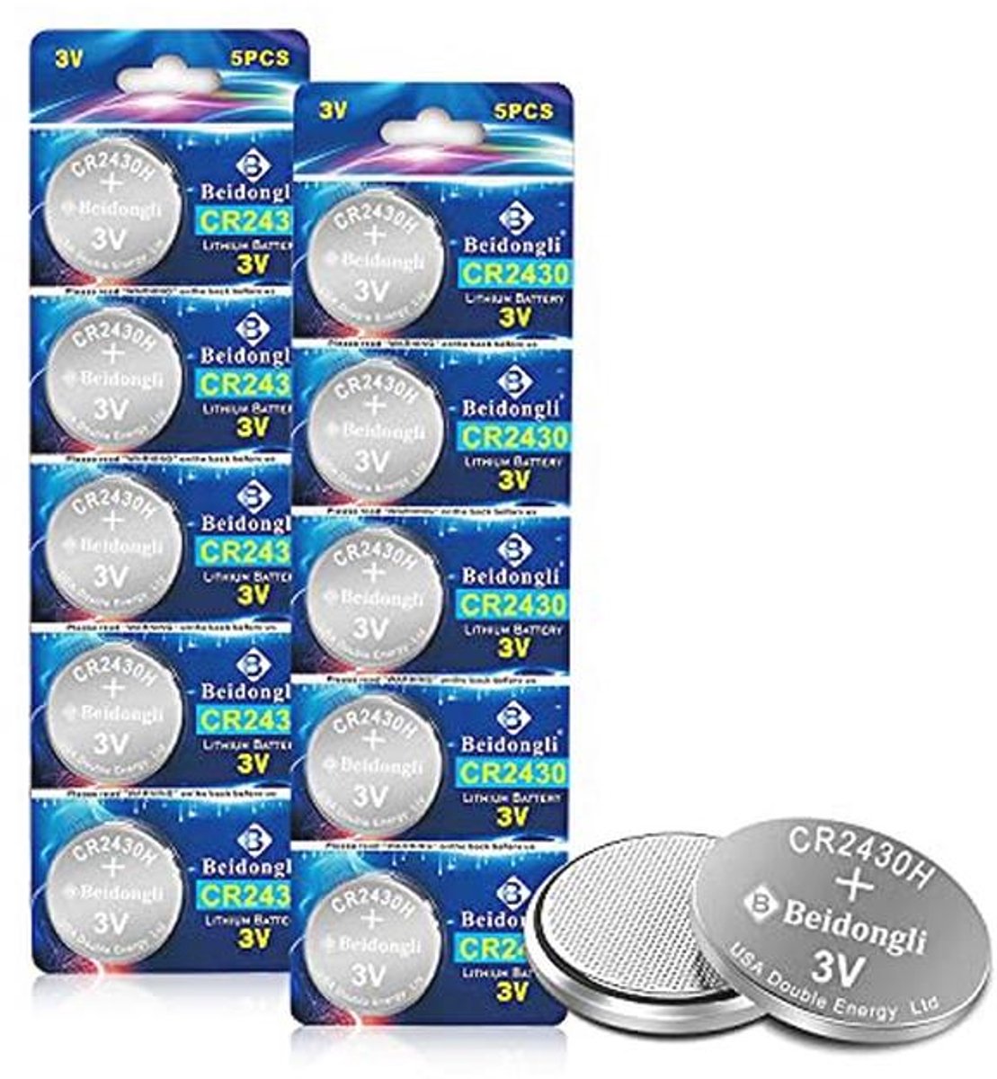 Lithium knoopcel CR2430 - 3V, 10 stuks met 5 jaar opslaggarantie