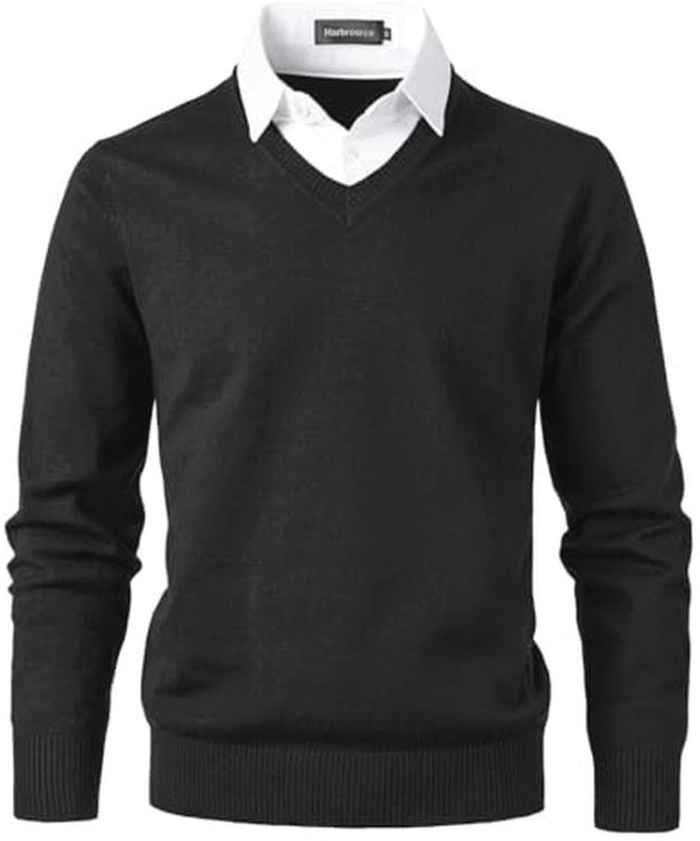 Casual V-hals Sweater voor heren met lange mouwen - Gebreide trui voor zakelijke en ontspannende gelegenheden