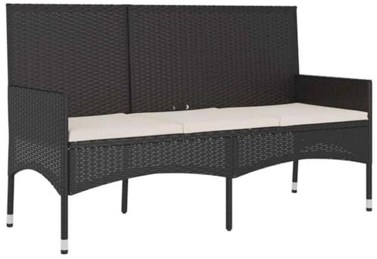 3-Zits Tuinbank met Kussens van Poly Rattan - Ideaal voor Tuin en Terras