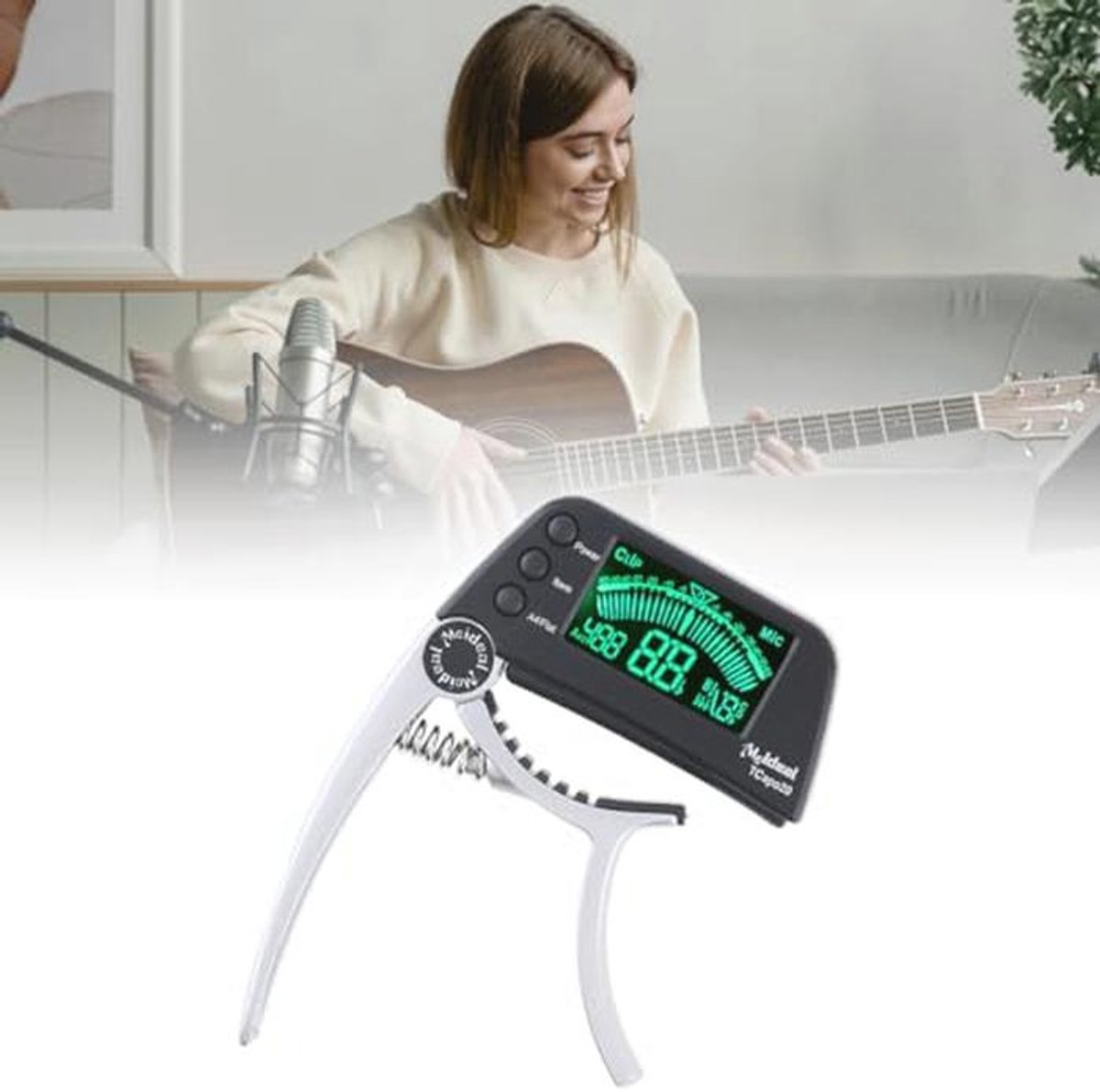 Hoge Gevoeligheidsnauwkeurigheid 2 IN 1 Gitaar Capo Tuner met LED-display