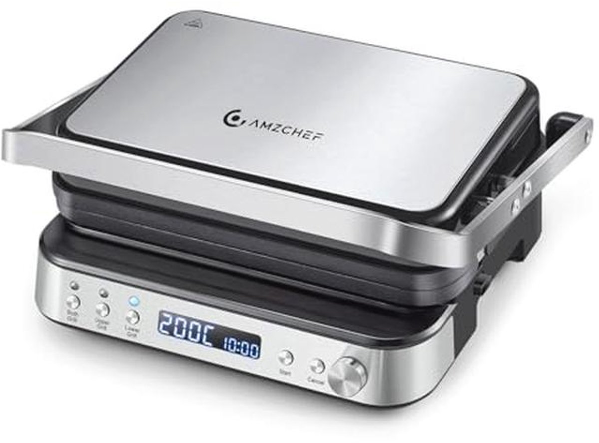 4-in-1 Multifunctionele Contactgrill met Afneembare Platen en LED-Display