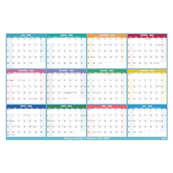 Wandkalender 2025-2026, Wandkalender 2025,Van januari 2025 - juni 2026