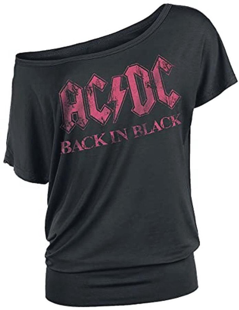 Dames T-shirt Korte Mouwen 'Back in Black' Zwart Large