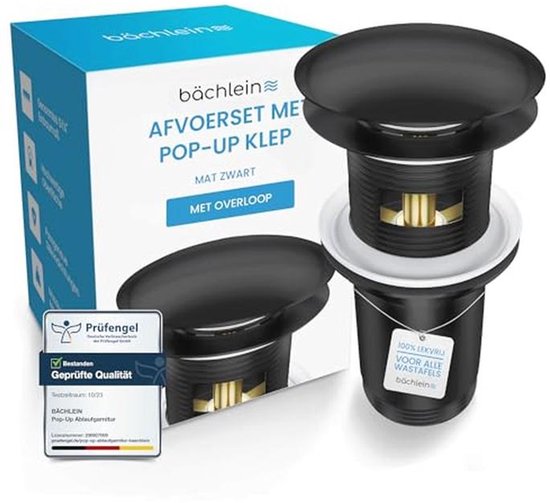 Design Afvoerplug Clickwaste met overloop Chroom 7,5 cm Marsaille