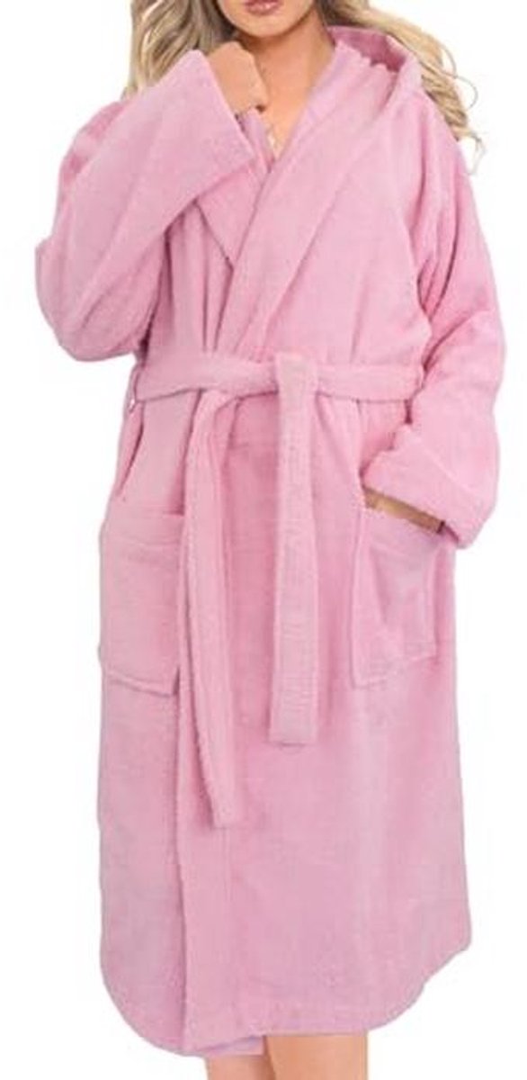 Luxe 100% Katoenen Dames Badjas met Capuchon en Riem - Comfortabele en Absorberende Gewaad voor Vrouwen