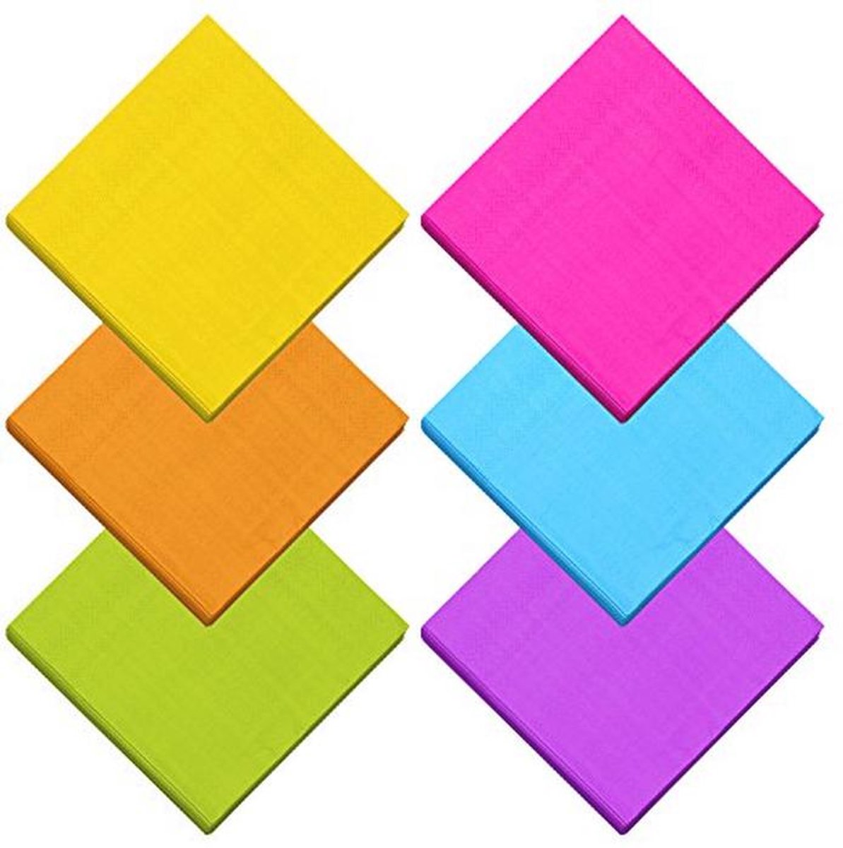 Cocktail Servetten Neon 120 Stuks 2 Ply voor Feest, Drank en Lunch - 6 Kleuren
