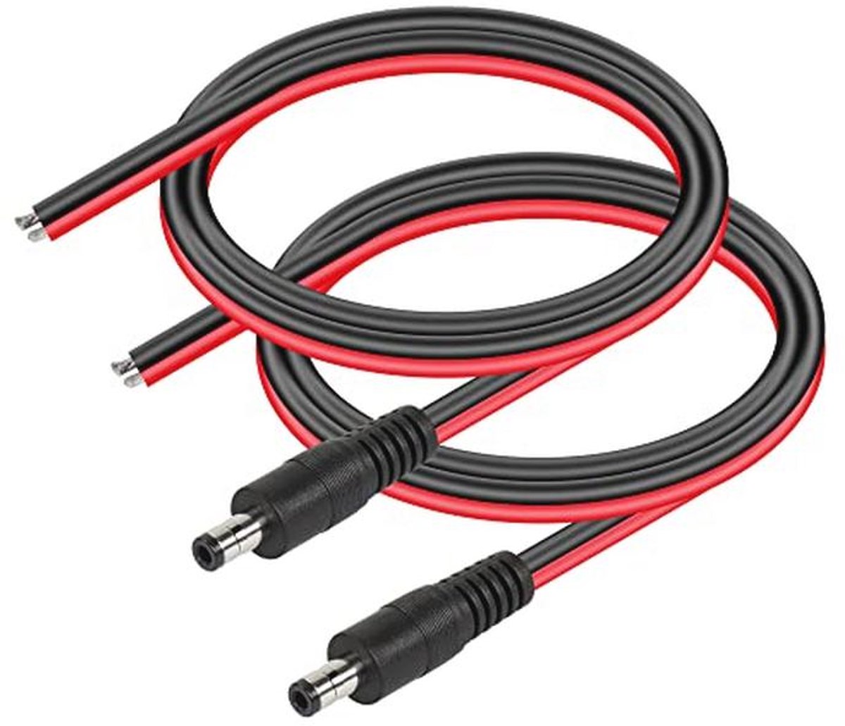 DC5525 Power Pigtails kabel - 1,6 FT, 14 AWG, 5,5 mm x 2,5 mm - Geschikt voor CCTV, LED strips en meer - 2 stuks