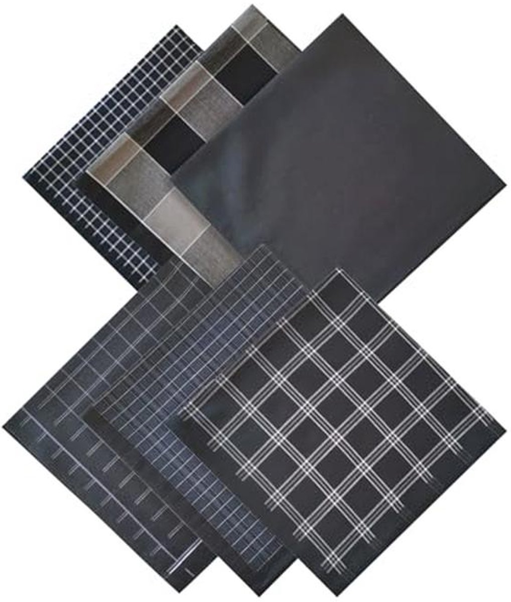 Stoffen zakdoeken voor heren, katoen, 6 stuks, klassieke ruitpatroon, veelzijdig inzetbaar, 43 x 43 cm
