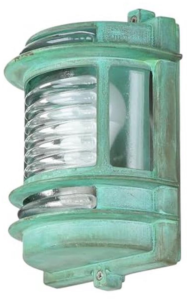 Wandlamp Buiten Antiek Groen met Glas en RVS - 22 cm Hoog - IP64 E27 Buitenverlichting voo