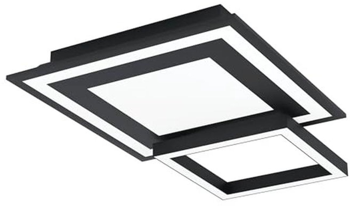 Dimbare LED Plafondlamp met Kleurtemperatuurverandering en RGB, 2-vlammige Stalen Wandlamp in Zwart en Wit, 45 cm