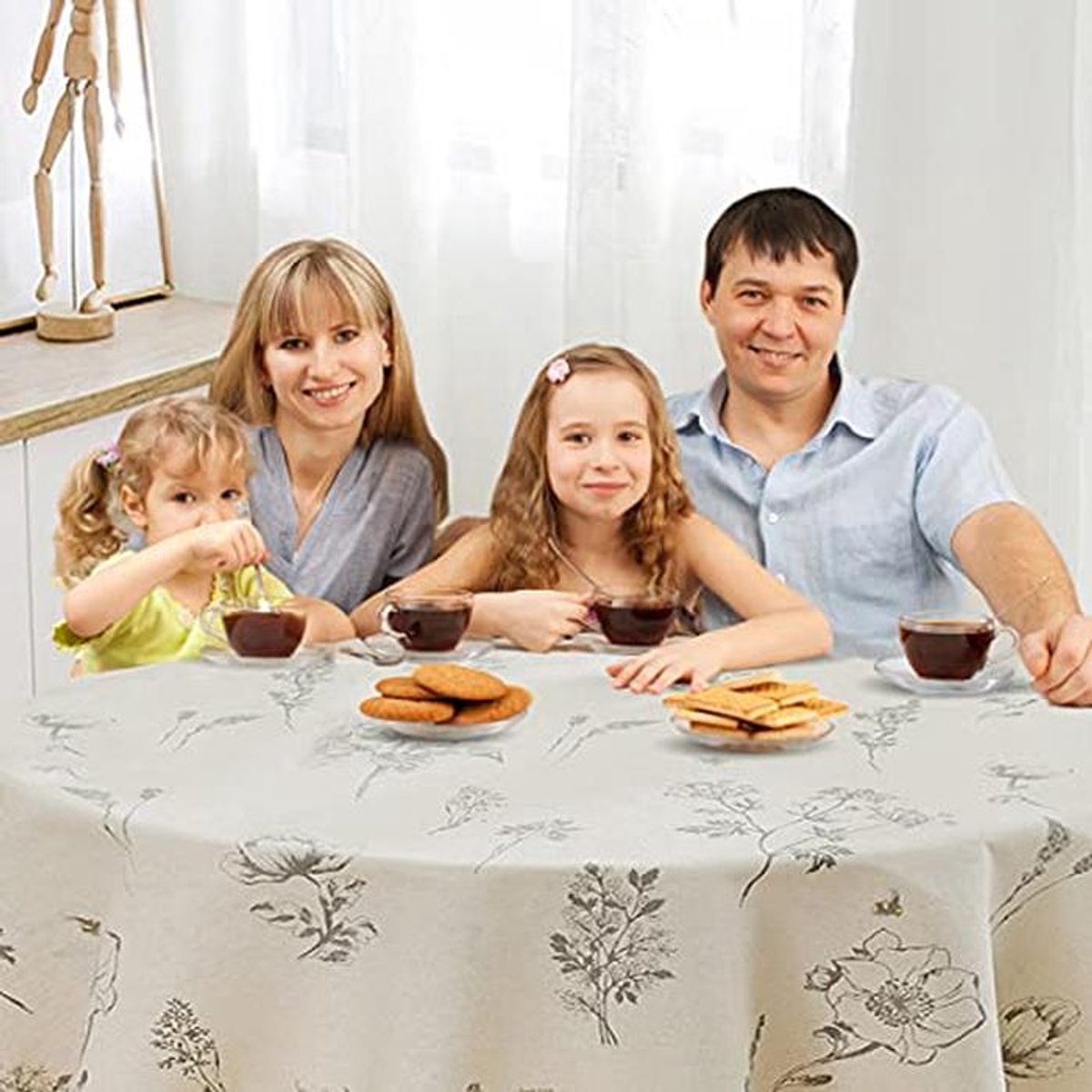 Rond Beige Tafelkleed 150 cm - Katoen en Linnen voor Eettafel en Picknick