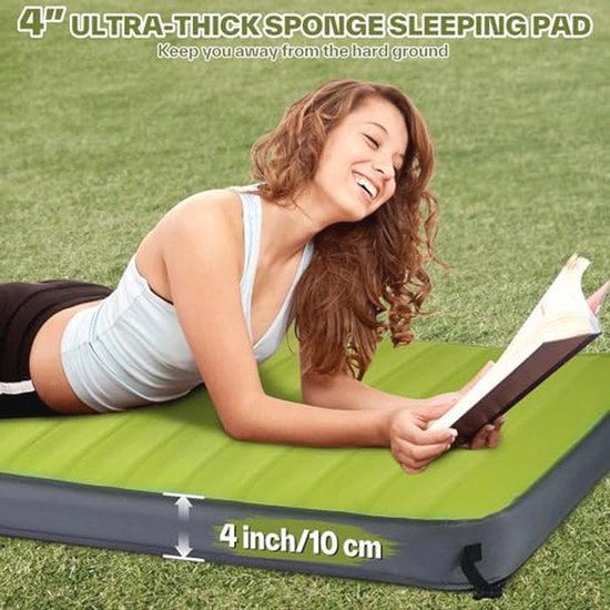 Zelfopblazende Campingmat 10 cm - Lichtgewicht Campingmatras voor Reizen en Kamperen van Merkloos — afbeelding 2