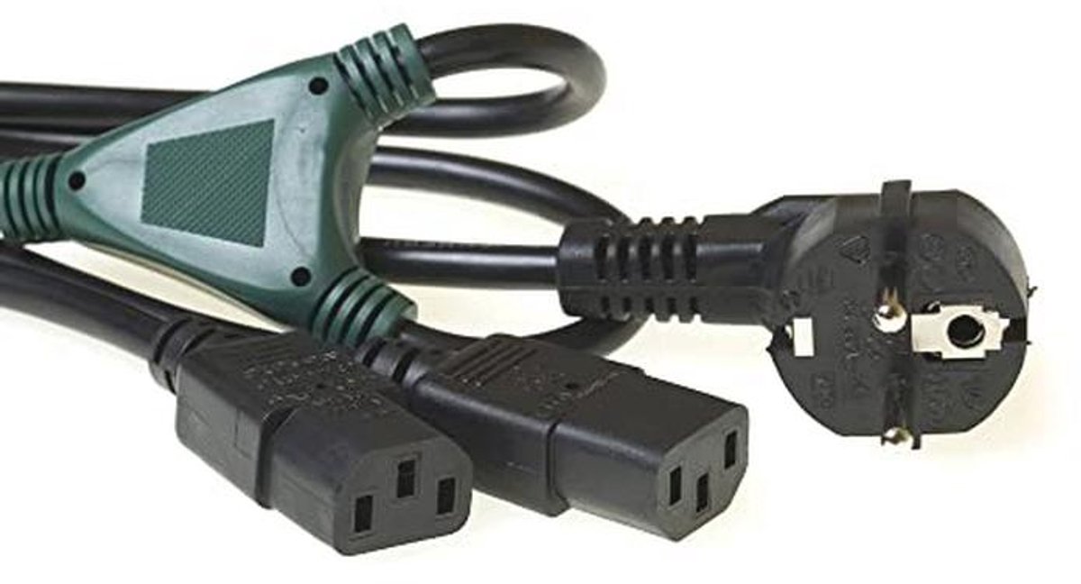 Y Voedingskabel 1,2m - Schuko CEE 7/7 naar 2x C13 Stroomkabel