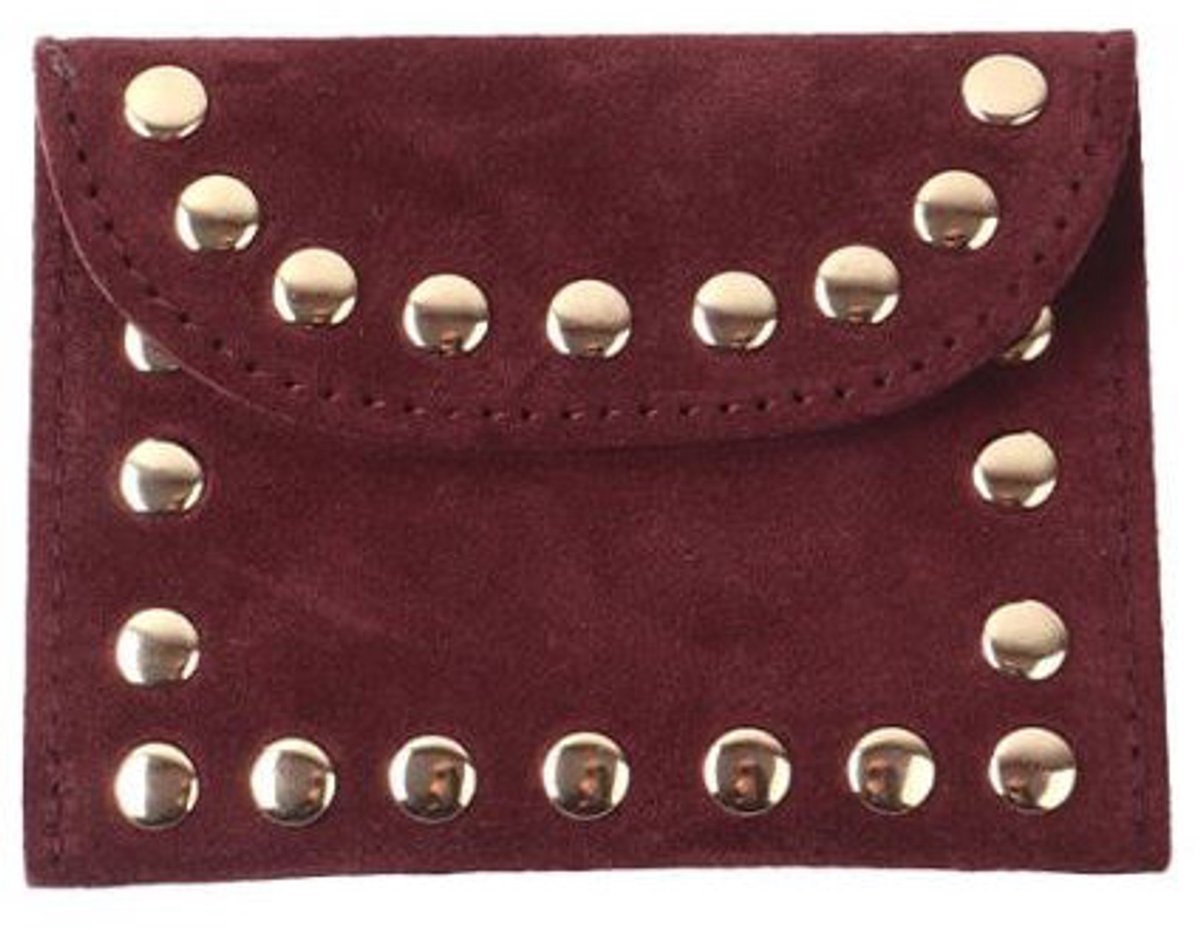 Portemonnee suède leer met studs | Burgundy | Giuliano