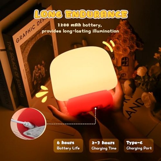 Siliconen Paddenstoelnachtlampje - USB Oplaadbaar LED Nachtlamp voor Kinderen - Slaaplampje met Timer en Geluidseffecten van Lumidoe — afbeelding 5