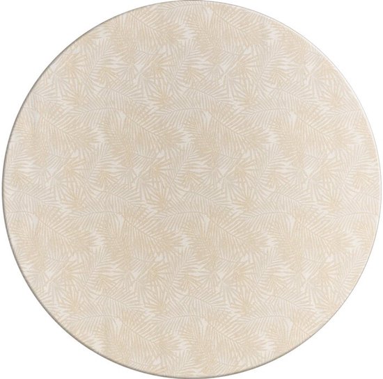 Nappe Ronde Revêtue Jacquard - Ø 160 cm -Palm Leaves- Beige