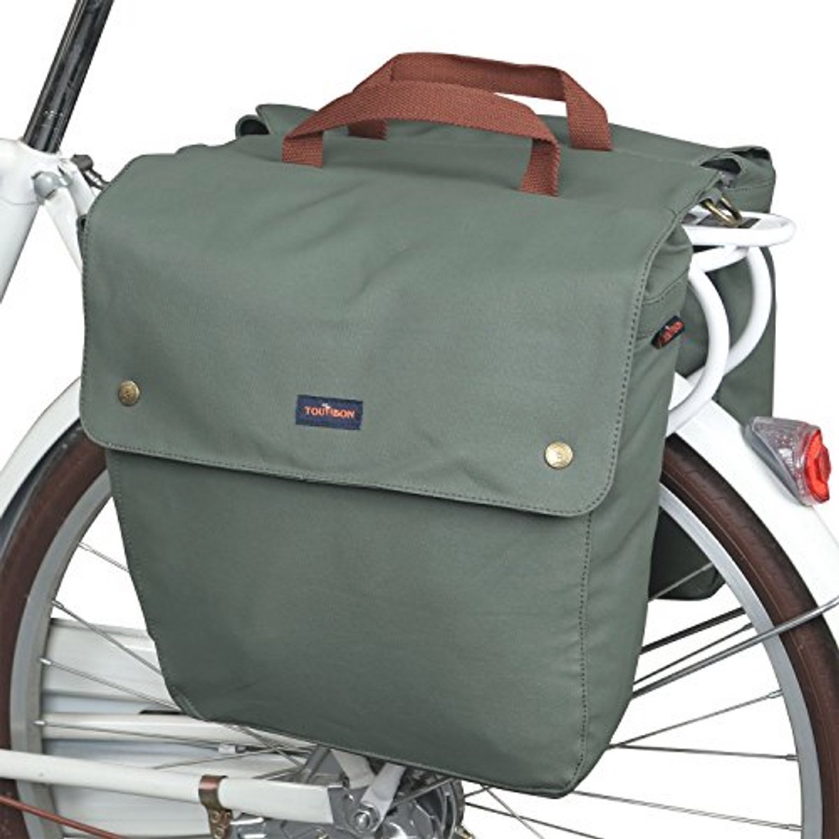 Dubbele Waterproof Fietstas Canvas voor Fietsen Achterrek - Rolbare Tas in Groen