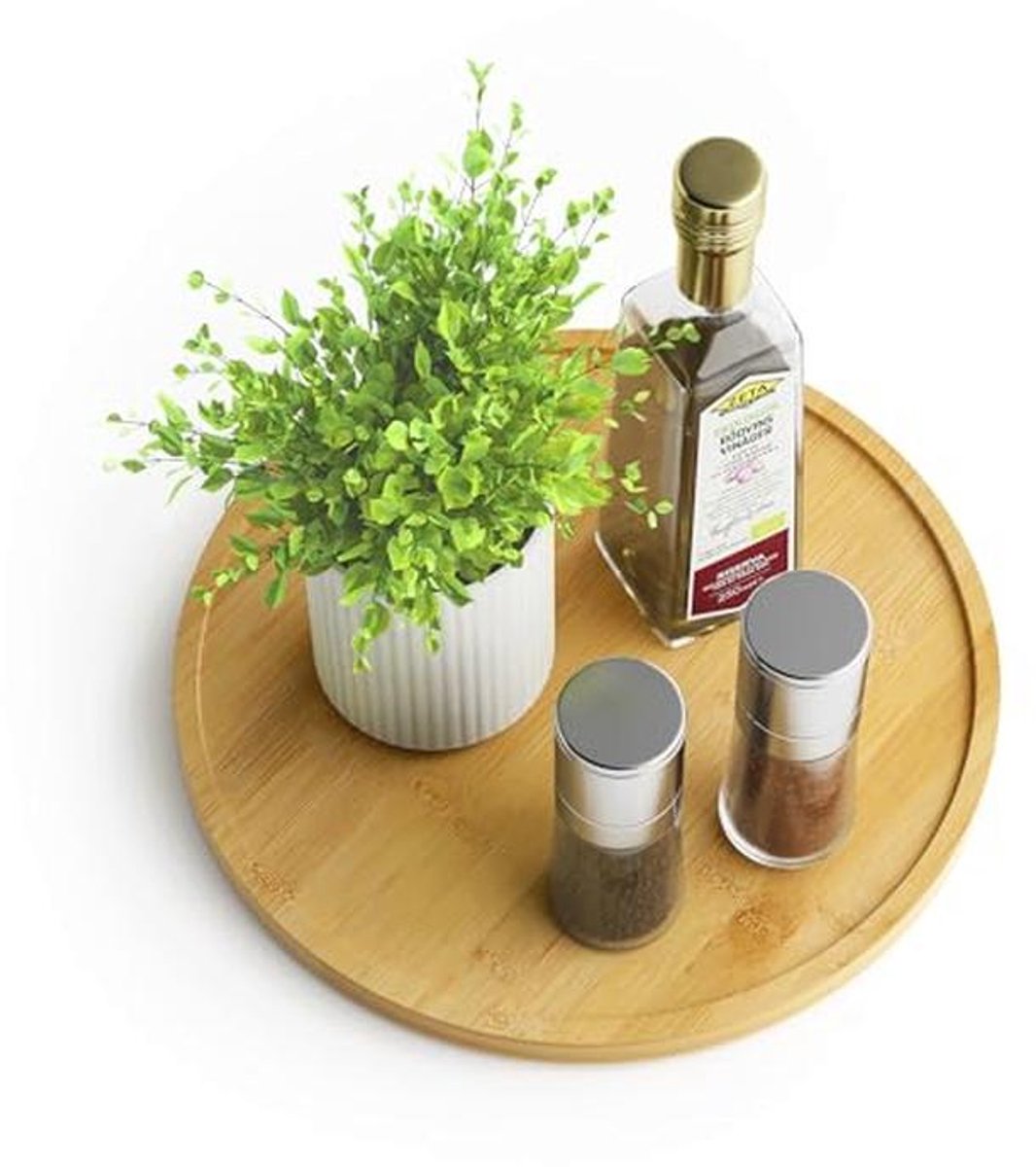 Draaiplateau Bamboe 25 cm - Multifunctionele Keukenorganizer met Antislip
