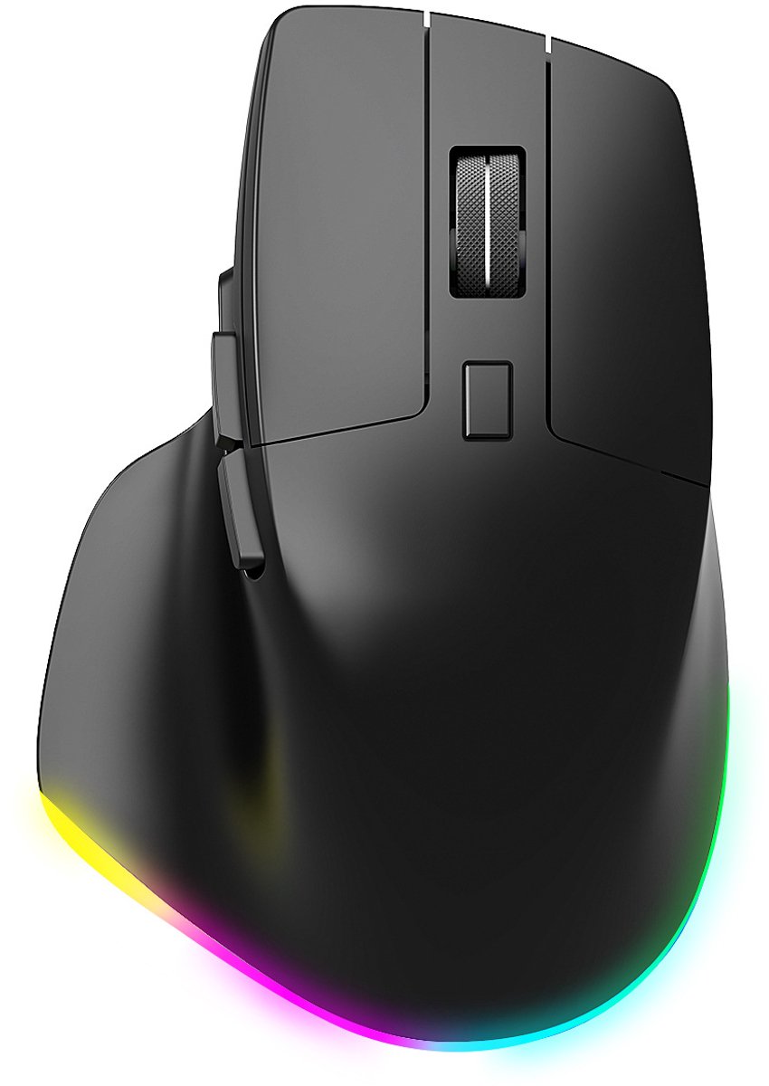 Draadloze Bluetooth dual-mode oplaadmuis, stille kantoormuis met RGB-achtergrondverlichting, ergonomisch ontwerp.