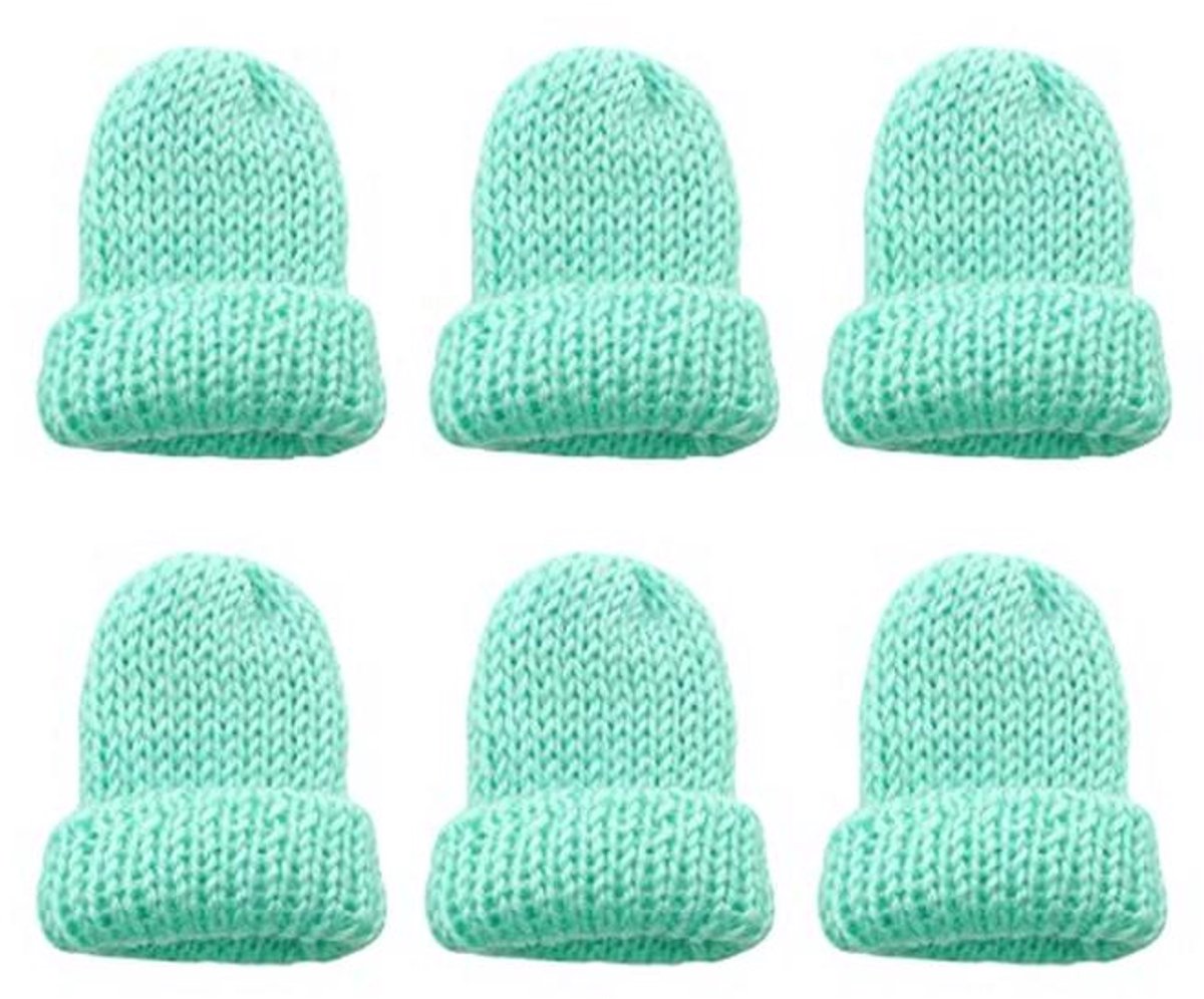 Set van 6 gebreide eierwarmers voor een gezellig ontbijt