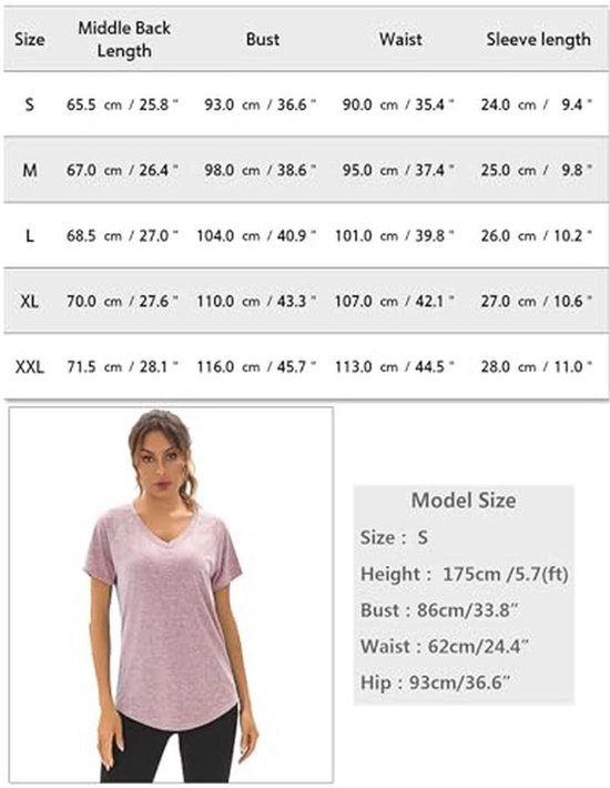 Sportshirt Dames - Lang T-shirt Korte Mouwen Kreukvrij Sneldrogend voor Yoga en Wandelen — afbeelding 4