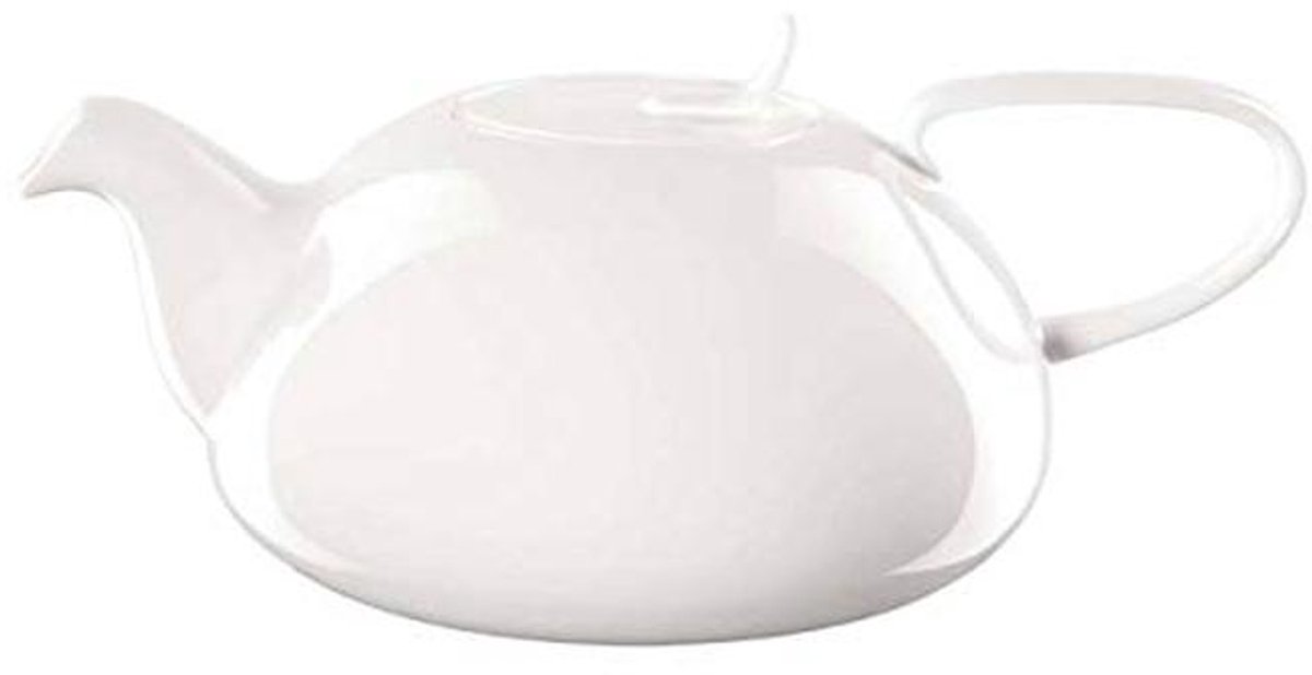 Elegante keramische theepot met zeef - 18,6 cm, wit glanzend