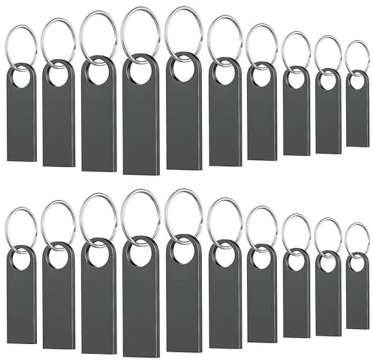 20 Stuks 4GB USB Flash Drive - Slimme Metalen USB 2.0 Geheugenstick met Sleutelhangers voor PC en Laptop