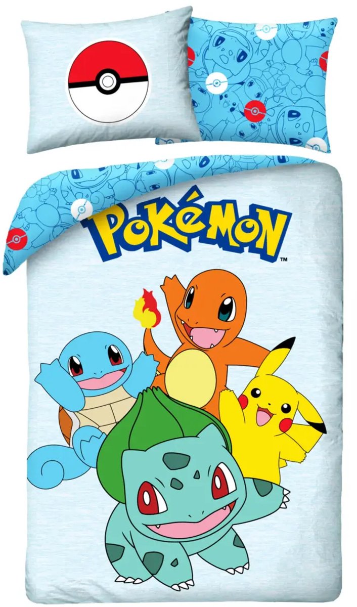 Pokémon Dekbedovertrek Starters 140 x 200 cm (70 x 90 cm) van Merkloos — afbeelding 3