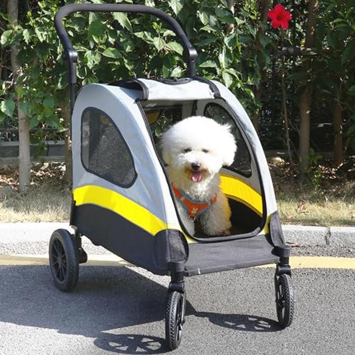 Opvouwbare hondenwagen voor kleine honden en katten tot 20 kg - Hondenbuggy met 4 wielen en verstelbare handgreep