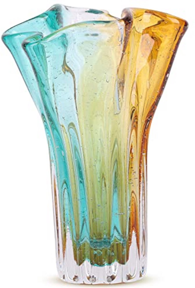 Kleurrijke Mondgeblazen Bloemenvase - Unieke Glazen Decoratie voor Woonkamer, Eettafel en