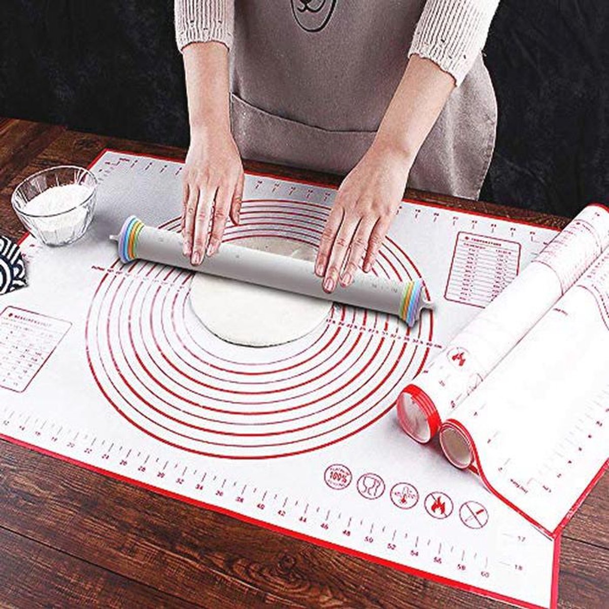 Aanpasbare deegroller met siliconen bakmat - Perfect voor deeg en fondant