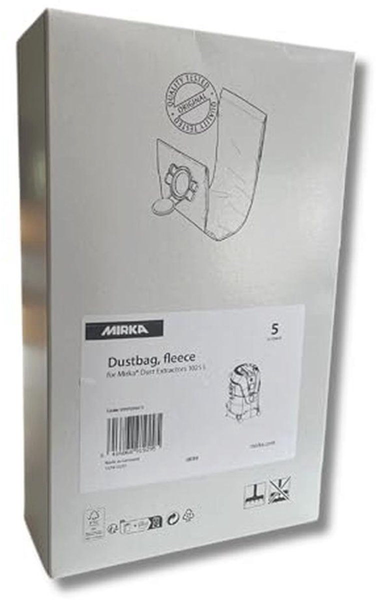Fleece Stofzuigerzak voor Industriële Stofzuigers - 5 Stuks - 12 Liter