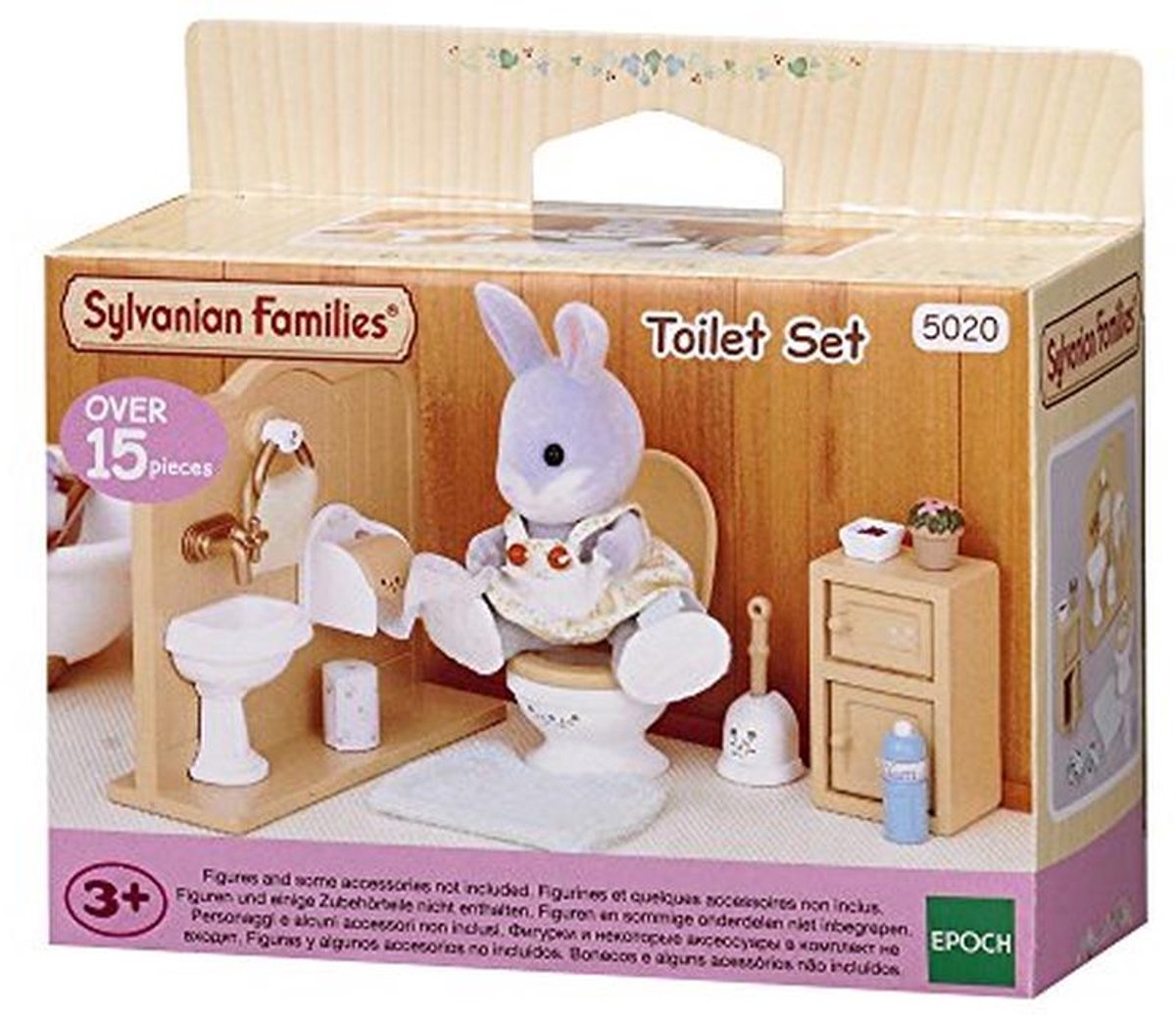 Toiletset voor Sylvanian Families met bloemenversiering
